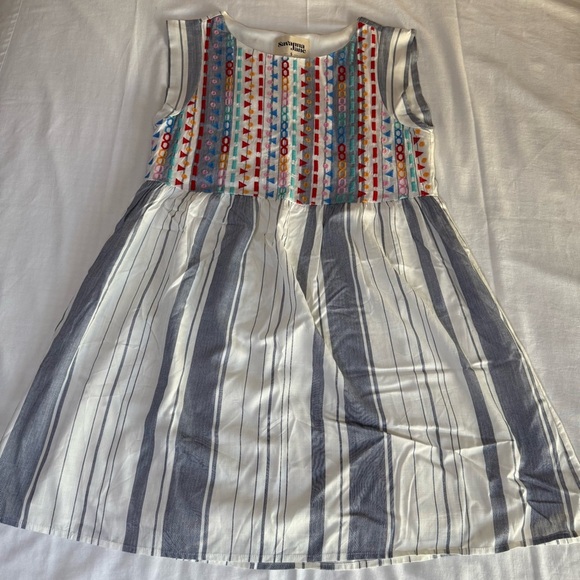 Savanna Jane Blue Multicolor Embroidered Boho Mini Dress Womens Small Sleeveless - Picture 1 of 8